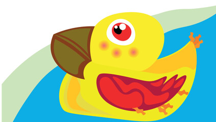 Vector abstract illustration of a duck on a pond. Abstract illustration, water bird, duck.