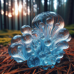 Enchanting Glass Mushroom in Forest Wonderland
