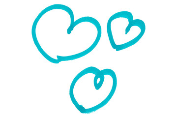 Light blue hearts isolated on transparent background.