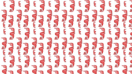 Background with repeating pattern. Seahorse, underwater life, repeating pattern. Fabric, pattern.