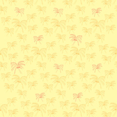 Simple vector background with palm trees. Monochrome background. Palm trees in a lighter shade. Hand-drawn seamless pattern.