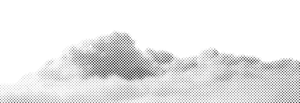 VUE AÉRIENNE DE NUAGES EN DEMI-TEINTE. Illustration vectorielle monochrome