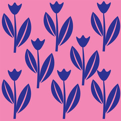 
Background with tulips. Tulips next to each other. Blue tulips on a pink background