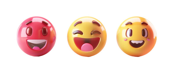 Fototapeta premium colorful 3d emoji expressions isolated on transparent background