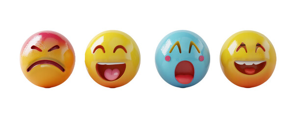 Fototapeta premium 3D colorful emoji expressions isolated on transparent background