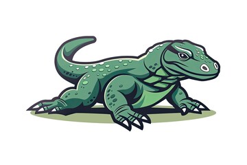 Komodo dragon cartoon animal logo, illustration