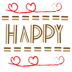 A simple illustration with the inscription happy. Decorative font stroke, line, happy.