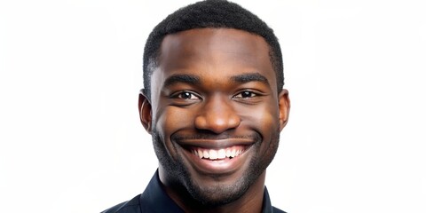Close Up Portrait of a Happy Black Man in His 20s - obrazy, fototapety, plakaty