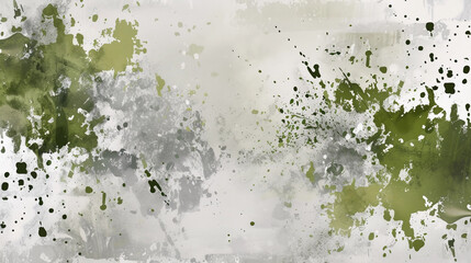 abstract background with lines and paint splatters, splashes and pant dots in military green tones. copy space