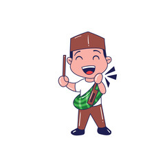 vector cute boy sahur. vector hand drawn eid al-fitr illustration