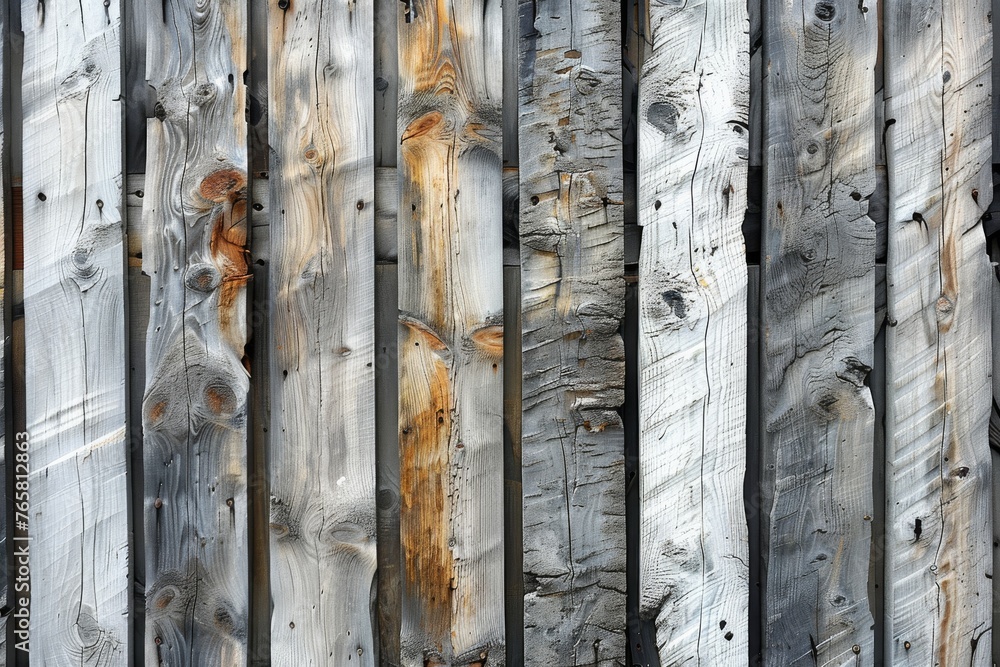 Wall mural A white wood background texture with wooden planks.