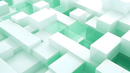 Obraz premium 3d rendering of white and green abstract geometric background. Scene for advertising, technology, showcase, banner, game, sport, cosmetic, business, metaverse. Sci-Fi Illustration. Product display