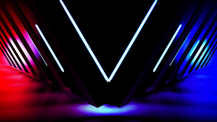 Futuristic spaceship wallpaper with neon light effects 