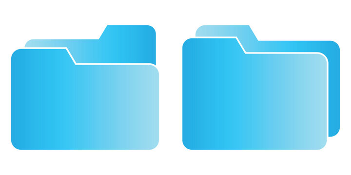 blue folder icon. vector symbol on transparent background