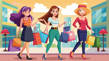 beautiful shopping girls vector design .eps