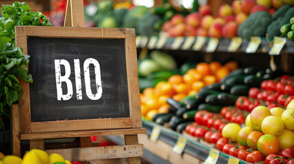 Regional organic store/farmers market, supermarket, shopping, vegetarian, vegan food - chalkboard saying 