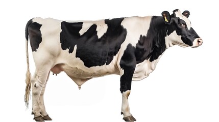 Full body cow, profile, white background.