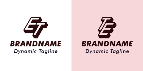 Letters ET and TE 3D Monogram Logo, Suitable for business with ET or TE initials