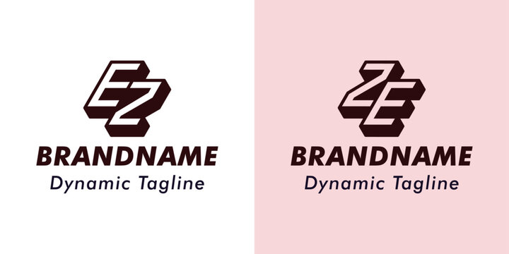 Letters EZ and ZE 3D Monogram Logo, Suitable for business with EZ or ZE initials