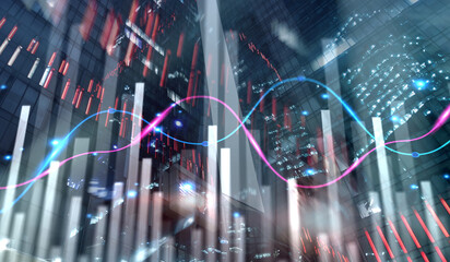 Charts trading modern abstract City background. Mixed Media