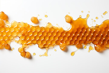 The theme is missing honeycomb .fresh honey , studio photo. white background сreated with Generative Ai