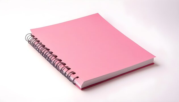 note book with pink paper isolated on white background