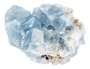 close up of sample of natural stone from geological collection - raw celestite mineral crystals...