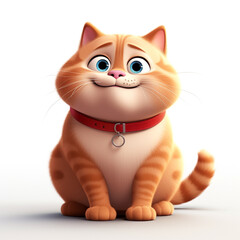 Fototapeta premium white background, light falling from above, front view, cartoon fat cat сreated with Generative Ai
