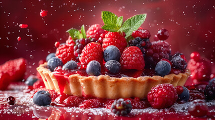 Fresh Berry Tart Delight - obrazy, fototapety, plakaty