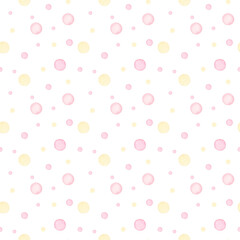 Pink polka dots baby pattern.Watercolor hand painted seamless pattern for baby girl . - 765822037