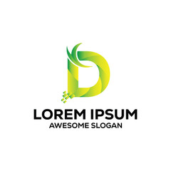 D letter logo gradient colorful vector design illustration template