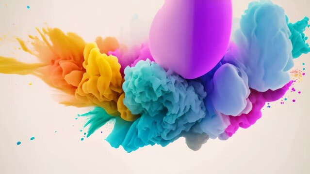 Colorful ink splashes isolated on white background. Abstract background, Explosion of colored powder on a white background. 3d rendering, AI Generated