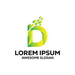Obraz premium D letter logo gradient colorful vector design illustration template