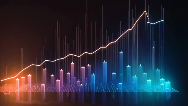 financial graph on the black background. 3d rendering, 3d illustration, Financial graph chart hologram on a Black background, AI Generated