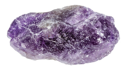 close up of sample of natural stone from geological collection - unpolished amethyst mineral...