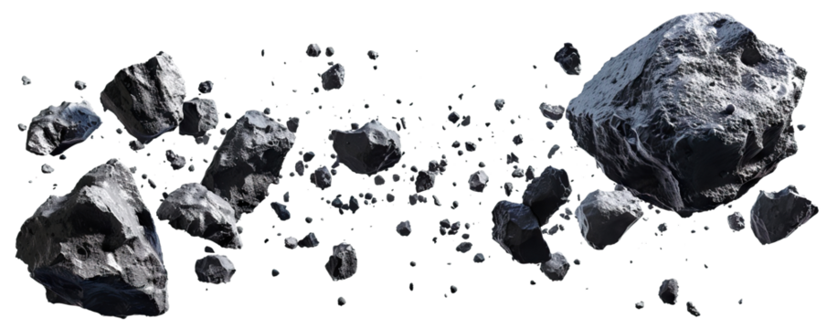 Flying asteroids cut out