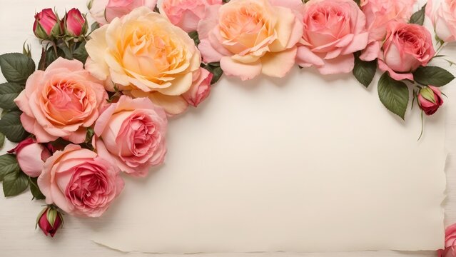 Design-Vorlage mit Blüten-Rahmen - Rosen