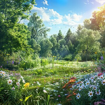 photo realistic garden of eden