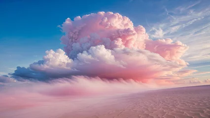 Foto op Plexiglas Landscape with pink clouds over sandy surface © vvicca