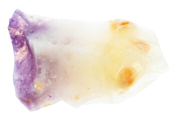 close up of sample of natural stone from geological collection - raw opal mineral isolated on white background from Mexico