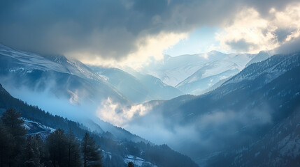 Fototapeta na wymiar Andorras Alpine Vista art