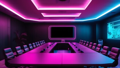 meeting room and conference table - obrazy, fototapety, plakaty