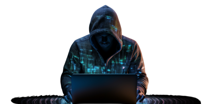 hacker man terrorist with virus computer attack to server network system online in data technology internet security hacking concept, Concept of hacking cybers
