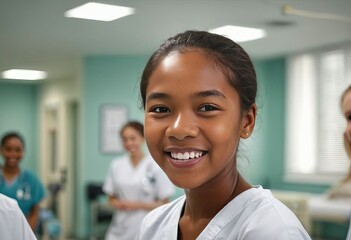 beautiful african american nurse with arms folded
