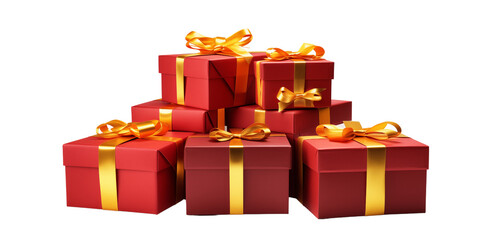 Fototapeta premium A set of gift boxes, holiday presents, Christmas, birthday, wedding, gift shop idea isolated on transparent background