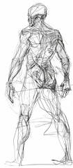 Fototapeta na wymiar Mensch Körper Strichskizze - Human body line sketch