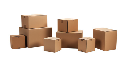 Stack of Cardboard Boxes.cardboard containers, Storage Boxes,  parcels boxes on transparent background PNG
