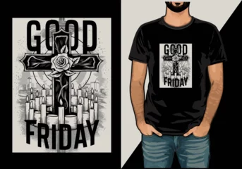 Foto op Plexiglas good friday typography with vector t-shirt design  © Print Prodigy
