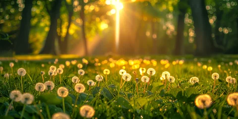 Foto op Plexiglas Golden Hour Glow on a Field of Dandelions © smth.design