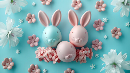 happy easter day design, suitable for templates, banners, posters, covers, invitations and others. Beautiful simple AI generated image in 4K, unique. - Powered by Adobe